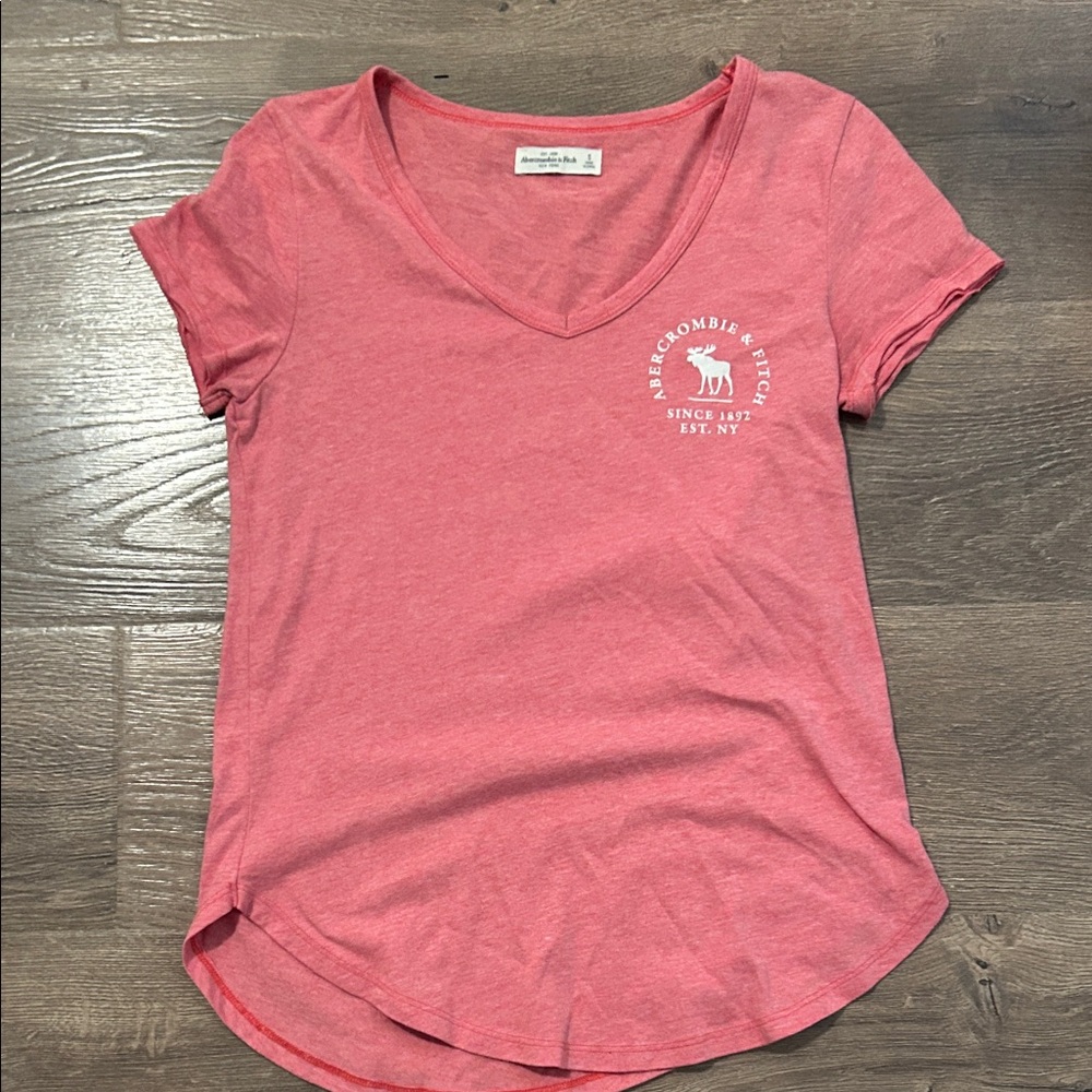 Abercrombie & Fitch Coral V-Neck Tee